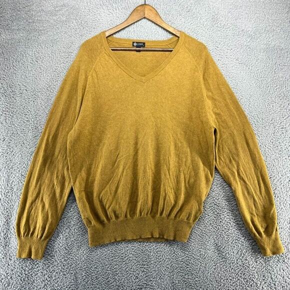 J Crew Sweater Men's Large Brown V Neck Pullover Preppy Cotton cashmere Solid - Picture 1 of 9